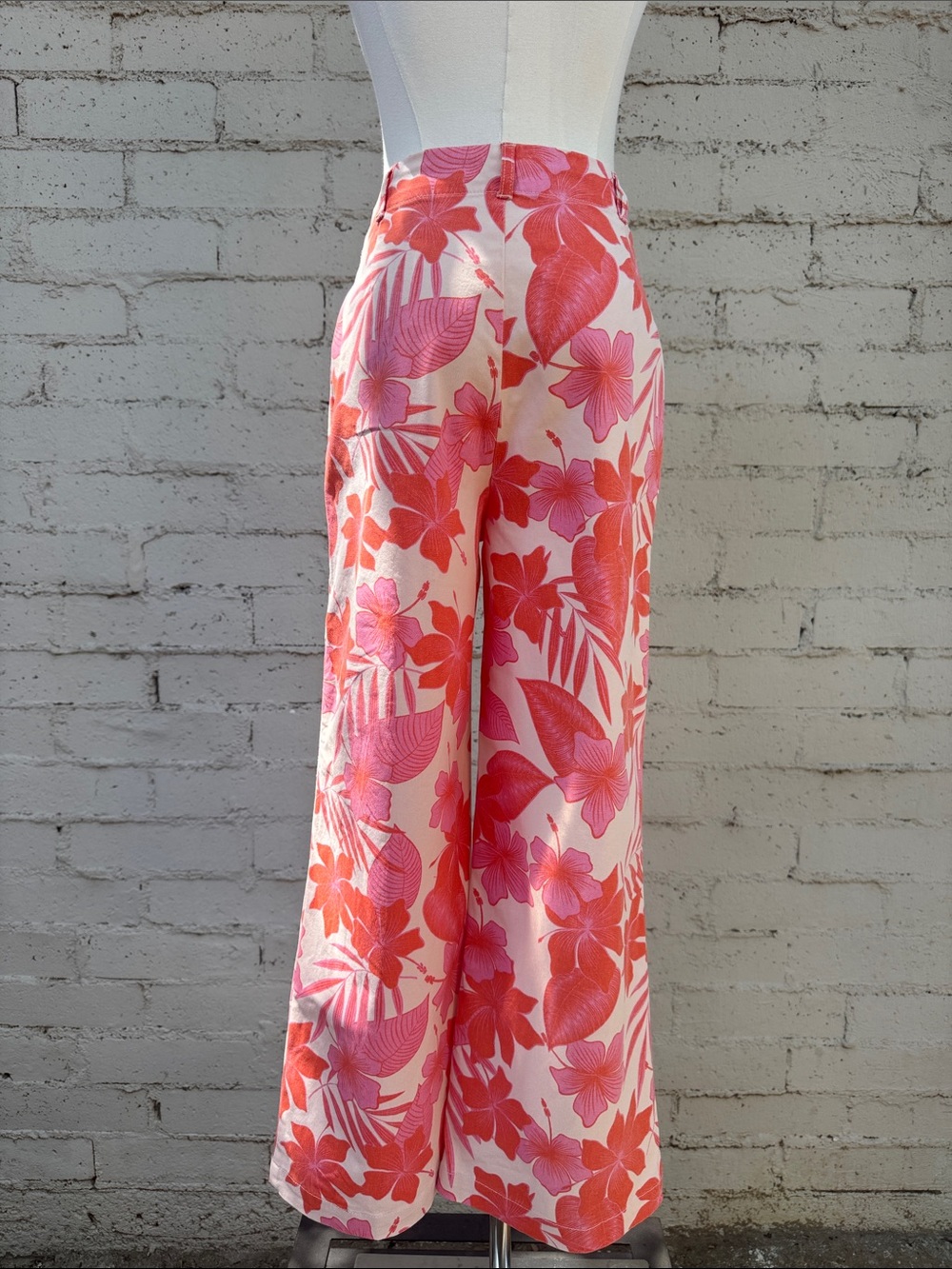 Roxy Coastal Cruiser Wide Leg Trousers Pale Dogwood Hibiscus Size 27 - Picture 8 of 16